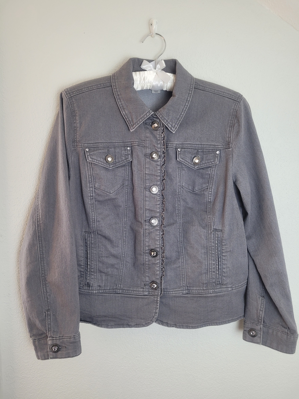 Christopher & Banks Gray Denim Jacket with Button Front